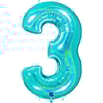 Ballon Géant Chiffre 3 Holographique Tiffany (102 cm)