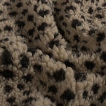 Tissu Fausse fourrure Mouton Calie léopard Noir sur fond Beige