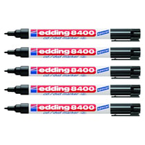 Lot de 5 marqueurs permanents pointe ogive 1 mm - EDDING - Noir
