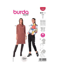 Patron Burda 5989 - Robe épurée et ample & blouse façon t-shirt avec col montant du 36 au 46 (FR) taille n°FR 34-44