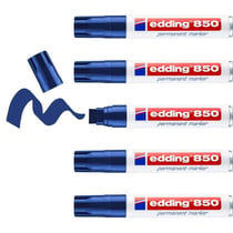 Lot de 5 marqueurs permanents - EDDING - Pointe biseautée extra large - Bleu