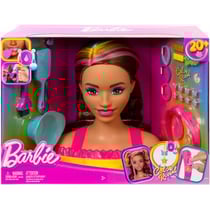 Tete a coiffer barbie brune meches arc en ciel 22 pieces - color reveal - mattel - hmd80
