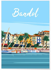 Affiche ville Bandol | A3 : 29,7x42cm