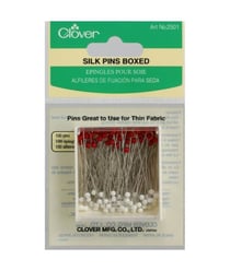 Boite de 100 épingles pour soie - Clover Rouge/Blanc