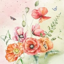 4 serviettes en papier découpage collage 33 cm FLEUR COQUELICOT FLSS 100