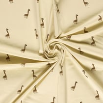 Tissu Jersey Coton imprimé Girafe marron sur fond Beige