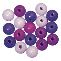 Perles en bois polies 12mm Assortiment - lilas