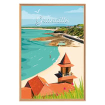 Tableau mural encadré illustration plage de Granville 65x97 cm
