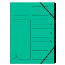 Trieur agrafé avec élastiques intérieur noir 7 compartiments - A4 - Vert - x 10 - Exacompta