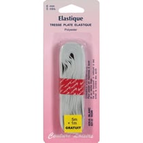 Tresse élastique plate Blanc - 6 mm x 5 m