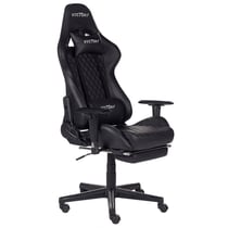 Siège de Gamer Noir en Cuir PU Métal et Nylon 124-132 cm Pivotante Repose-Bras et Repose-Pieds ajustables Moderne