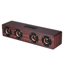 Enceinte Bluetooth 4.2 Super Bass Subwoofer Quatre Haut-Parleurs Support TF Carte Bois Rouge YONIS