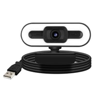 Webcam USB 1080P HD Grand Angle Éclairage LED Microphone Rotative Noir