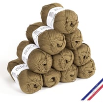 10 pelotes de laine - Mousse - 100% coton bio - 3mm - Tricot et crochet - Bergère de France