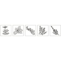 Kit mini - tampons bois:Herbes aromatiques, 5 pces 2x2x2,5cm+accessoires / bte