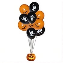 Ballon Ø 23cm Halloween - lot de 10 - orange, noir