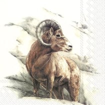 Lot de 4 serviettes en papier découpage collage 33 cm MOUFLON MONTAGNE A 740