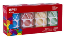 Pack de gommettes géométriques en rouleau de 27 mm de couleurs métallisées assorties : bleu, fuchsia, gris, vert 4 u.