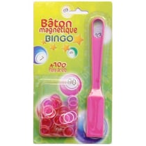 Bâton magnétique bingo rose + 100 pions de loto - ramasse pions - lotoquine