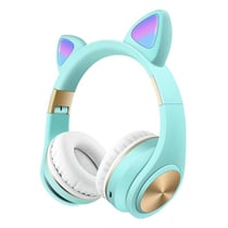 Casque Audio Sans Fil Oreilles De Chat Avec Lumière Effets Colorés Gaming Rose Bleu YONIS