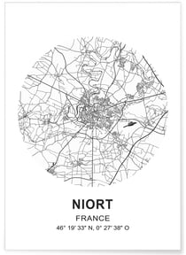 Affiche Carte Niort | A3 : 29,7x42cm
