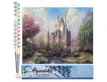 Peinture par Numéro Figured'Art - Château et Arc en Ciel - Kit de Loisir Créatif DIY Numéro d'Art Complet - 40x50cm sans châssis en bois