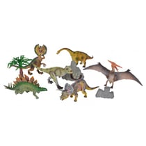 Coffret de 6 dinosaures + 3 accessoires - figurine - animaux prehistorique - dino