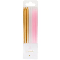 16 Longues Bougies Love Pink (14 cm)