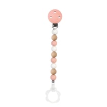 Attache tétine silicone rose blanc beige - Nattou
