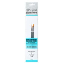 Assortiment 3 Pinceaux Manche Court Rond N°3/ Plat N°1 Et 2 - Winsor Et Newton