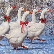 Lot de 4 serviettes en papier découpage collage 33 cm OIE DE NOEL