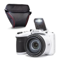 KODAK Pixpro Astro Zoom AZ405 + Housse de Protection - Appareil Photo Numérique Bridge, Zoom X40, Grand Angle de 24 mm, 20 Mégapixels, LCD 3, Vidéo Full HD 1080p, OIS, Pile AA - Blanc