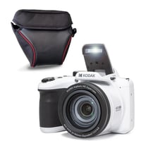 KODAK Pixpro Astro Zoom AZ405 + Housse de Protection - Appareil Photo Numérique Bridge, Zoom X40, Grand Angle de 24 mm, 20 Mégapixels, LCD 3, Vidéo Full HD 1080p, OIS, Pile AA - Blanc
