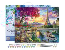 Peinture par Numéro Figured'Art avec Cadre - Diner en bords de seine - Kit de Loisir Créatif DIY Numéro d'Art - 40x50cm toile tendue sur châssis