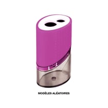 Taille-crayon - 2 trous - Avec réservoir en plastique - Petit format - Coloris aléatoire