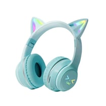 Casque Audio LED Oreilles De Chat Bluetooth Pliable Avec Microphone Vert Vert YONIS