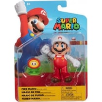 Mario de feu avec fleur de feu : figurine super mario 10 cm - figurine nintendo articule - jakks