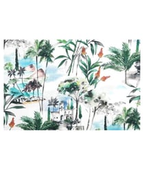Tissu coton satiné tropical de 140 cm de largeur minorque multicolore vendu par 50 cm