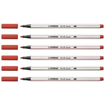 Lot de 6 feutres pointe pinceau flexible - STABILO - Pen 68 brush - Rouge carmin
