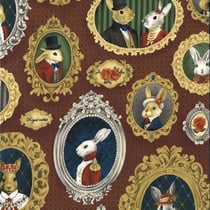 Tissu Coton imprimé Cadres lapinou sur fond Marron