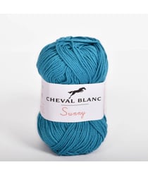 Pelote de coton à tricoter SUNNY UNI - Cheval blanc - PPSC 275 Petrol bleu