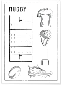 Affiche Terrain de rugby | A3 : 29,7x42cm