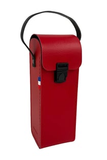 Sacoche rigide rouge pour 3 boules de pétanque + cochonnet avec poignée en cuir - Maroquinor