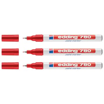 Lot de 3 marqueurs peinture - EDDING - Pointe fine 0,8 mm - Corps aluminium - Rouge