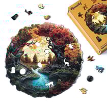 Puzzle en Bois Adulte et Enfant Figured'Art 200 pièces - Rivière d'Automne - Design Original 28,5x28,3 cm Forme Unique avec Coffret en bois Premium, Parfait pour Offrir en Cadeau
