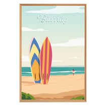 Tableau mural encadré illustration plage de Biarritz 65x97 cm