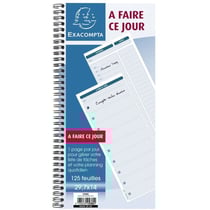 Carnet à spirales A faire ce jour to do liste 125 feuilles 14x29,7cm Exacompta