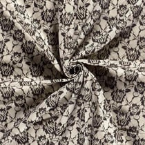 Tissu Jersey Milano Lace Fleuris sur fond Crème