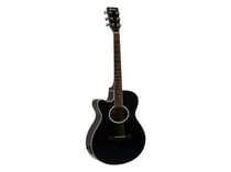 DIMAVERY Guitare Folk AW-400 Noire Gauchère Electro
