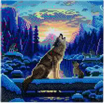 CRYSTAL ART Kit tableau broderie diamant 30x30cm Loup crépuscule